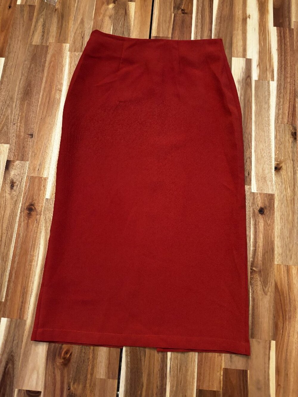 Topshop Red Midi Pencil Skirt US 4 High Waist Back Slit Side Zip Textured (2118)